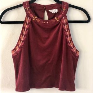 Pacsun LA Hearts Burgundy Crop Top Small